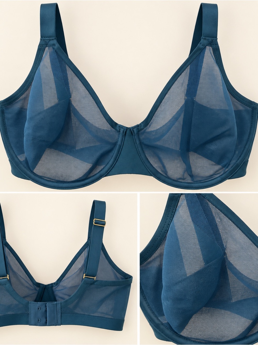 Soma Unlined Perfect Coverage Sheer Underwire Bra Teal Size 36G